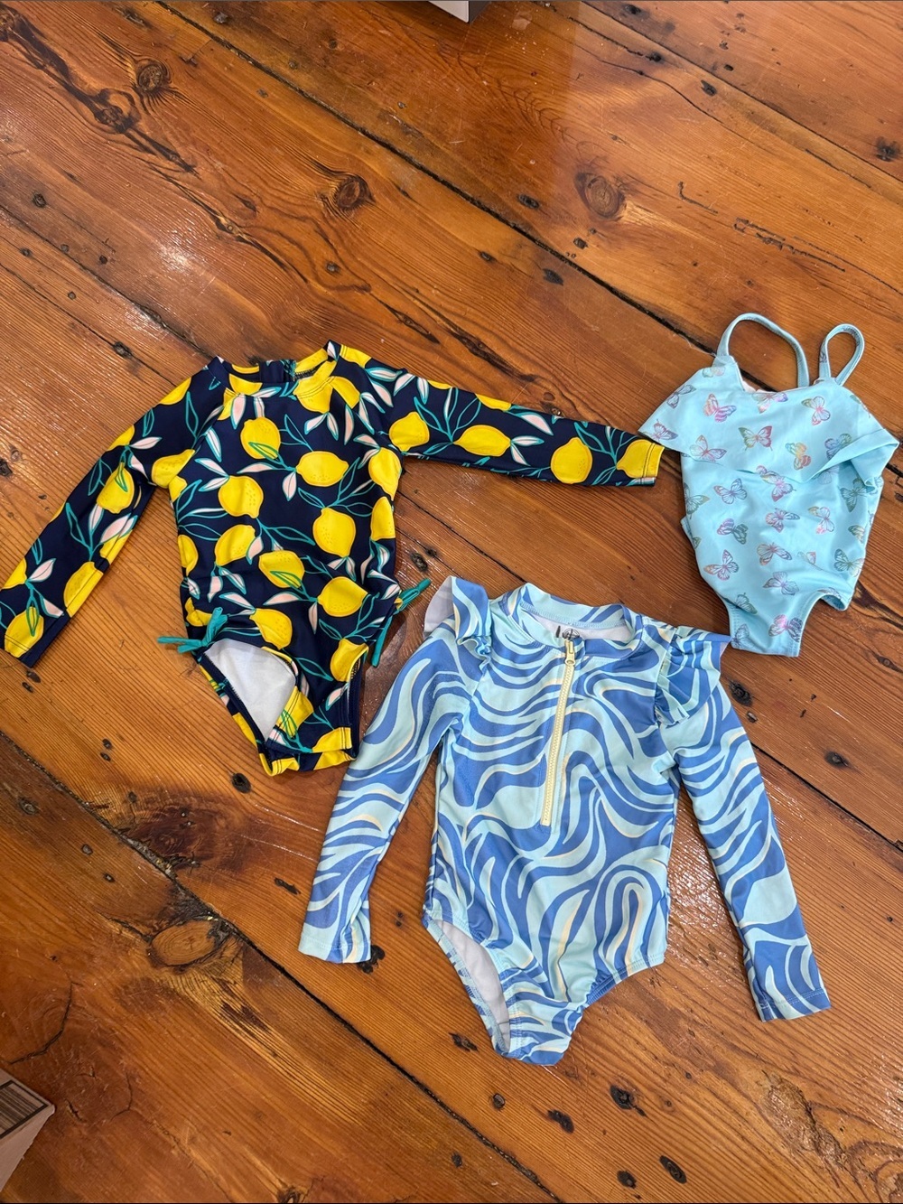 2T Cat & Jack Navy, wonder nation Long-Sleeve One-Piece Swimsuits 3 total